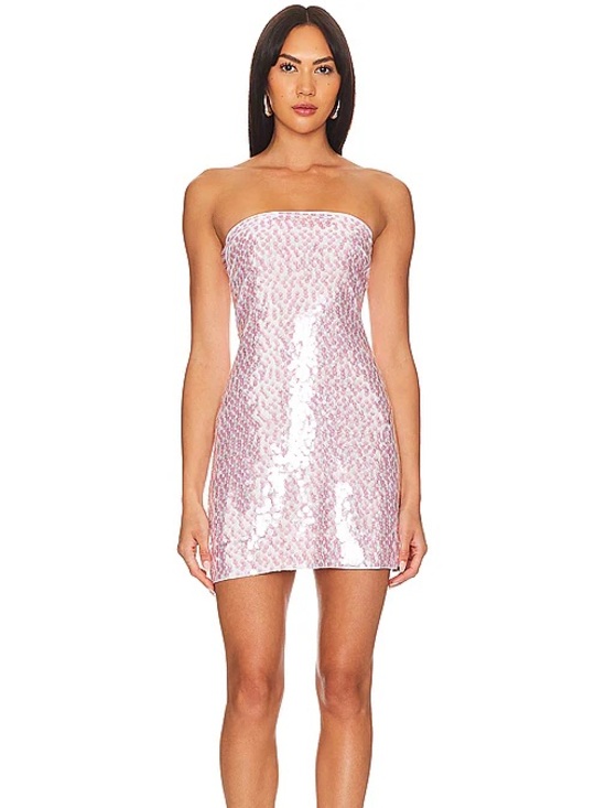 Susana Monaco Dresses & Skirts - Susana Monaco Dot Sequin Strapless Tube Mini Dress Ballet Pink Small